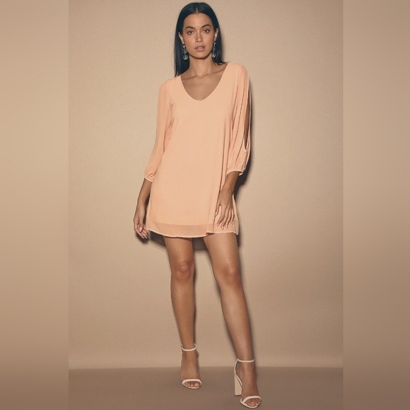 Lulu's Shifting Dears Blush Pink Shift Dress Size XS - Picture 3 of 15